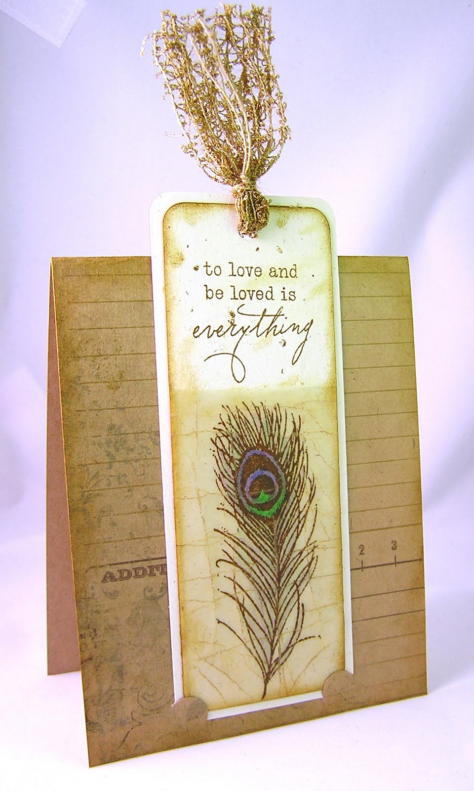 Kraft Paper Stamps Peacock Bookmark