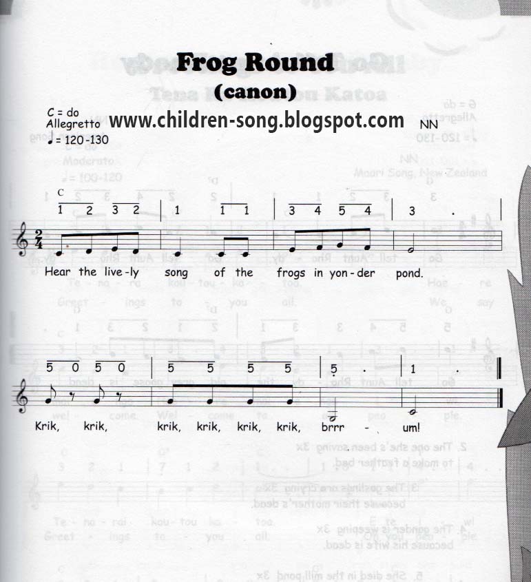 Frog Round Song with Notes and Chords