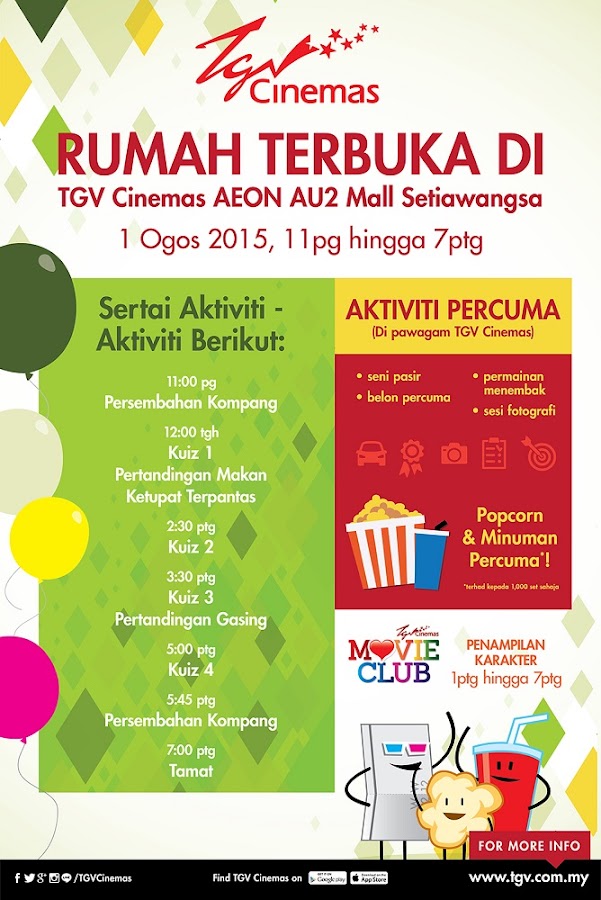 I hope you can read in Malay. TGV AU2 Mall Open house activities