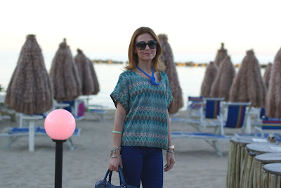 H&M blouse, Cesare Paciotti sandals, blue outfit