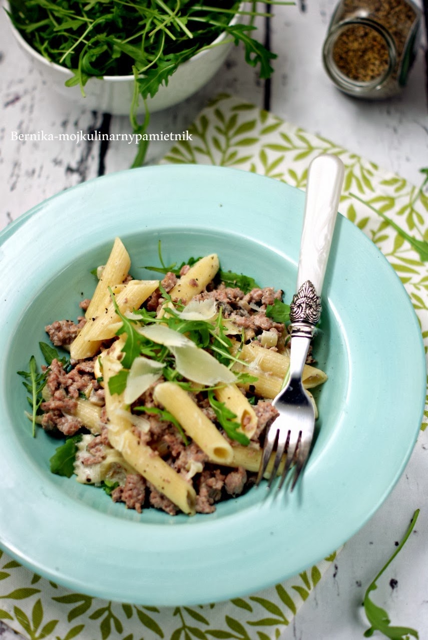 Makaron z rukolą i indykiem w śmietanie Bernika mój kulinarny pamiętnik