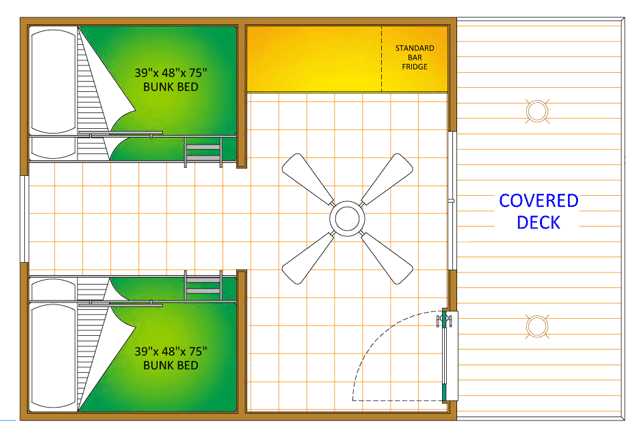Cozy Cabin plans Floor plan of the Bare Oaks Cozy Cabins