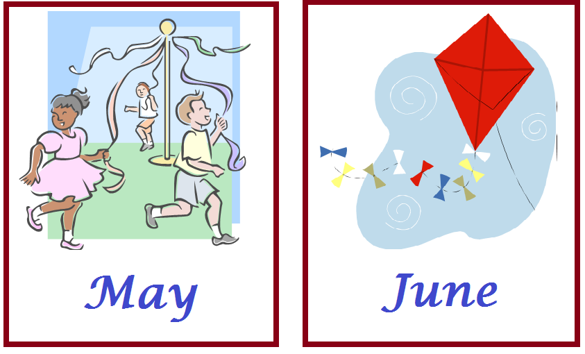 Kindergarten Worksheets: Months of the Year Flash Cards - 2