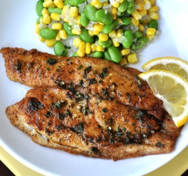 The Bestest Recipes Online Pan Fried Tilapia & Edamame Succotash