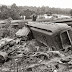 the 1933 August storm flood took out the center bridge support, and the photographer took a photo from both ends of the track near Kenilworth