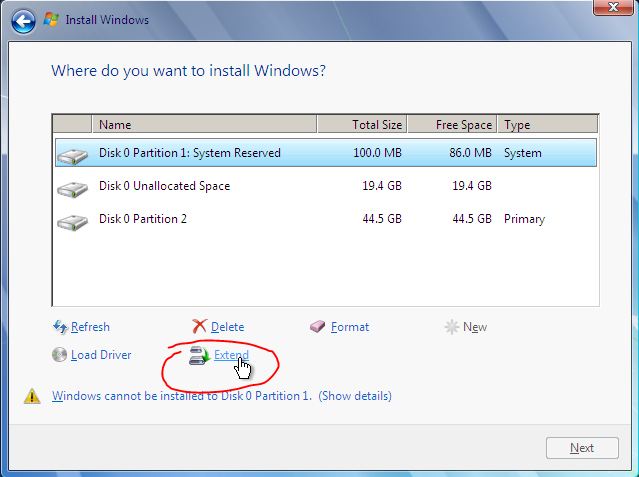 How to free up space on the system reserved partition