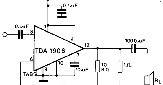 Wiring Schematic diagram: 8W AUDIO AMPLIFIER TDA1908