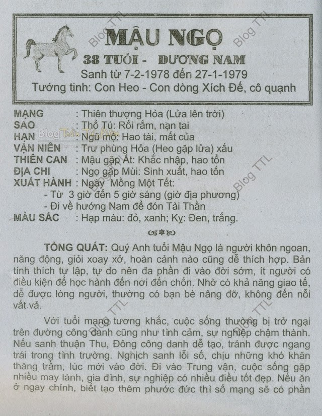 TỬ VI TUỔI MẬU NGỌ 1978 NĂM 2015