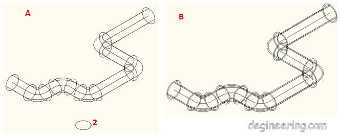 Gambar 10. Terlihat seperti ada 2 buah objek pipa (gambar B) Gambar 10. Terlihat seperti ada 2 buah objek pipa (gambar B)
