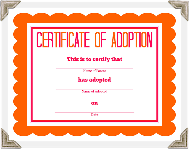 Pet adoption certificate template free elegant mesmerizing free Stuffed Animal Adoption Certificate