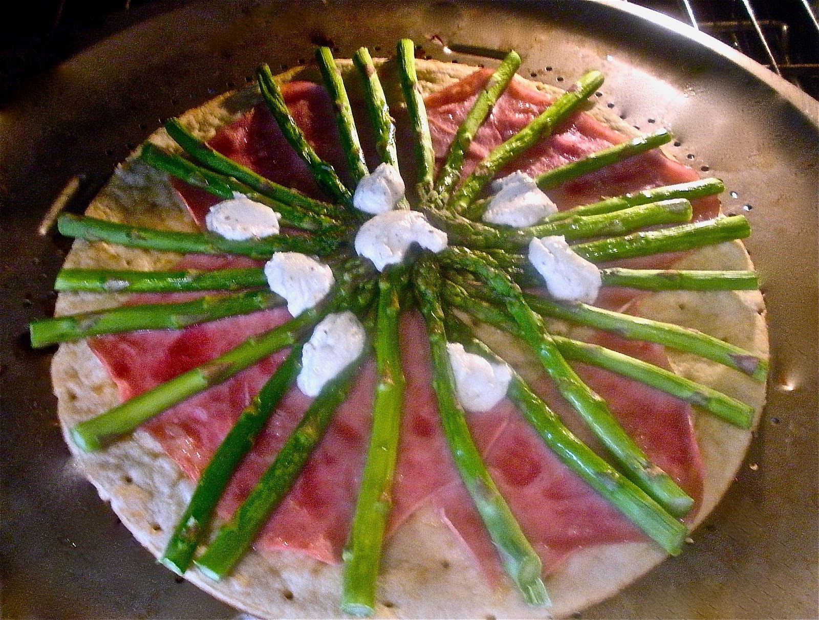 Asparagus Ham Goat Cheese Pizza