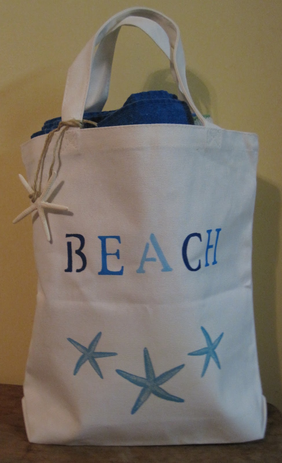 Stenciled beach tote  okio b designs