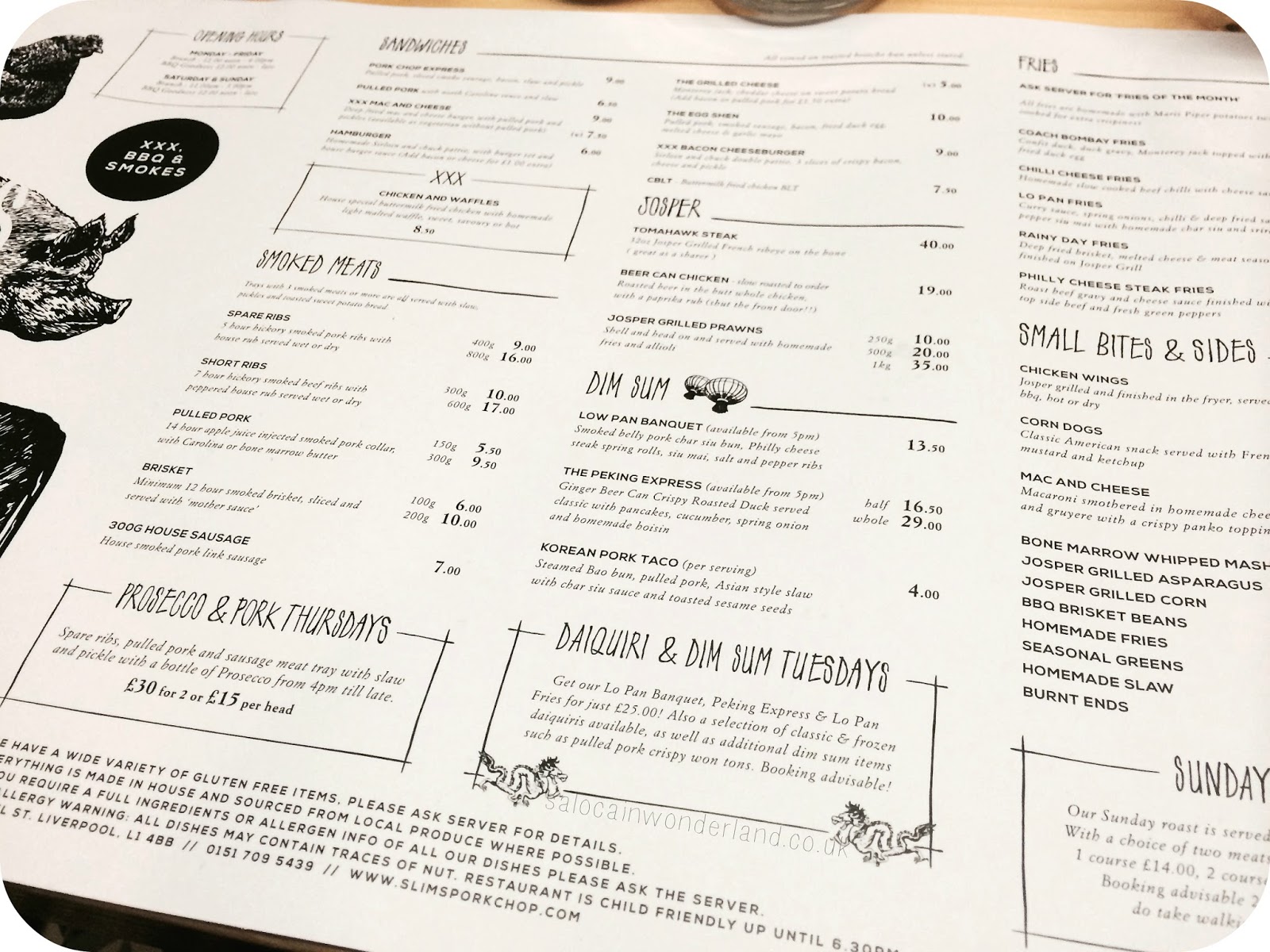 Saloca in Wonderland Slims Pork Chop Express Liverpool