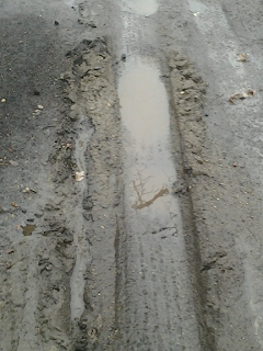 muddy driveway rut