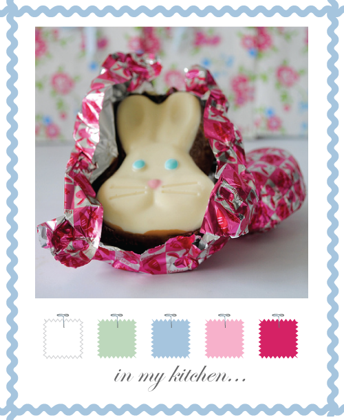 Rabbit printed foil wrapped chocolate bunny head Rabbit printed foil wrapped chocolate bunny head