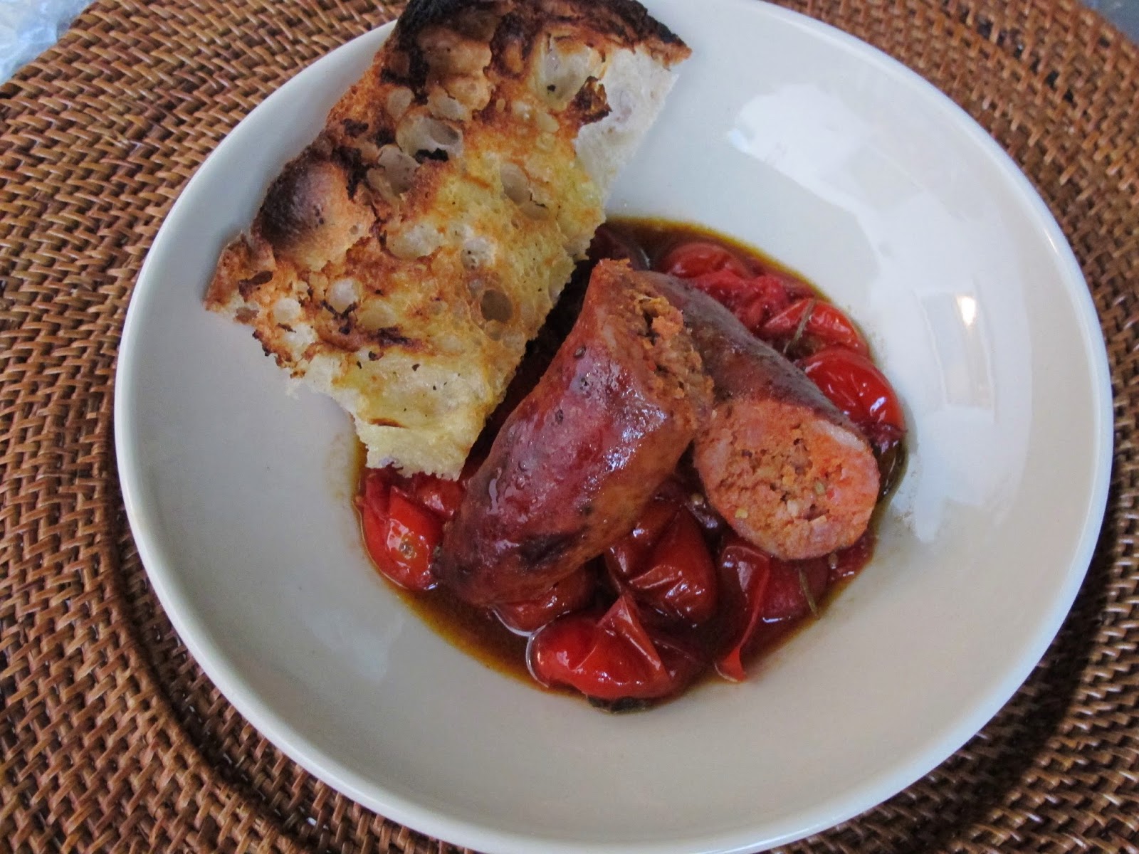 Kitchen Sink Diaries Sausage & Cherry Tomato Bake