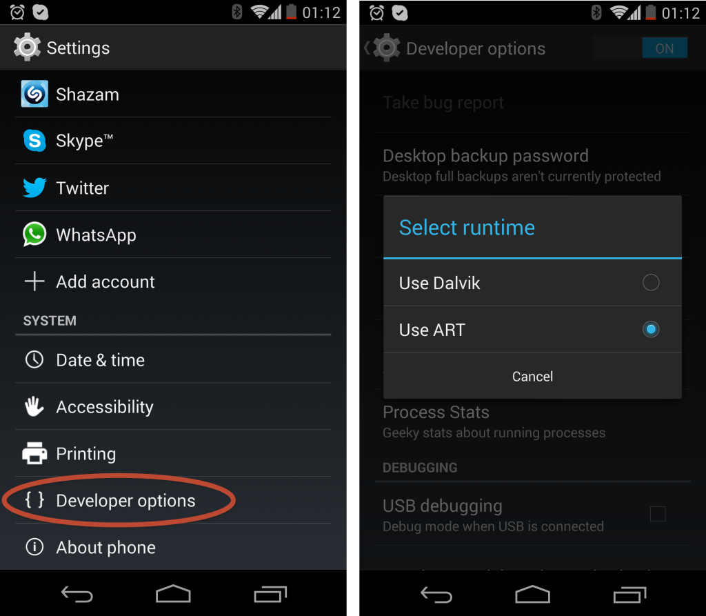  Enhancing the speed and Extending your battery life in Android 4.4 KITKAT using the AndroidRunTime (ART) instead of Dalvik runtime