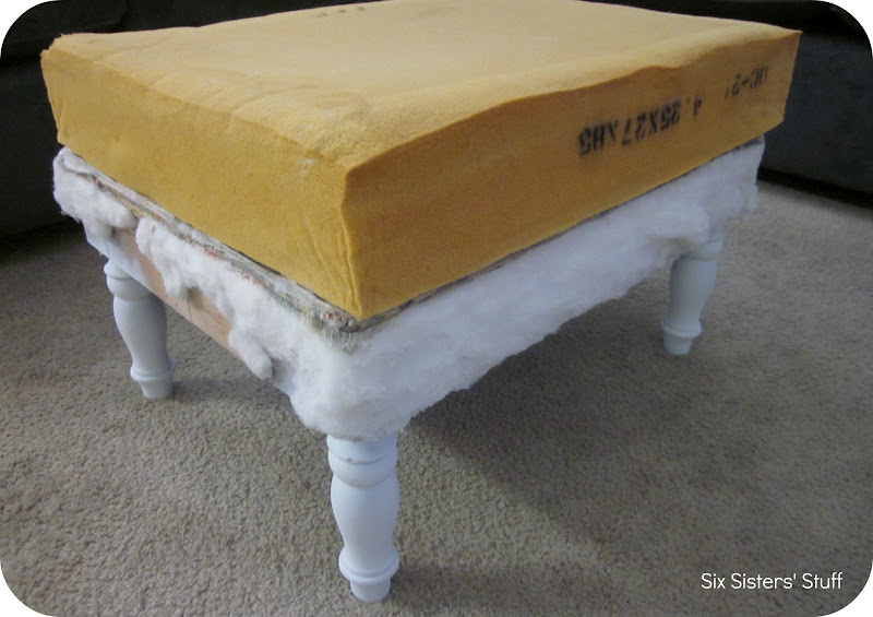 DIY Tufted Ottoman Fabric Recover Tutorial Six Sisters' Stuff