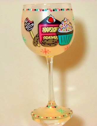 Sweets Lover Painted Wine Glass / www.kudoskitchenbyrenee.wazala.com Sweets Lover Painted Wine Glass by Kudos Kitchen by Renee