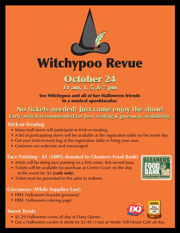 Free Is My Life Free Witchypoo Halloween Revue And Trick Or Treating 10 24 Oakland Mall In Troy