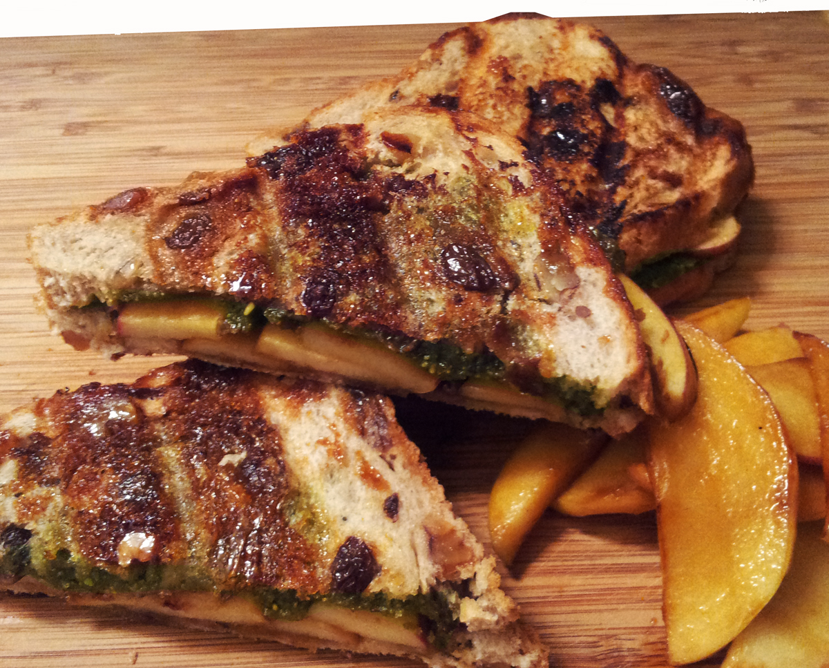A Profound Hatred of Meat Pistachio Butter & Sauteed Apple Sandwich on