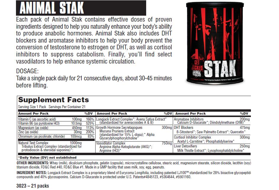 Musculation et Nutrition Animal Stak