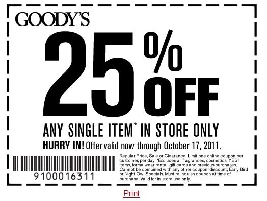 Goody's in store coupon codes
