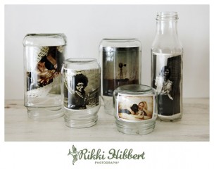 Decoração casamento com vidros e fotos Decoração casamento com vidros e fotos