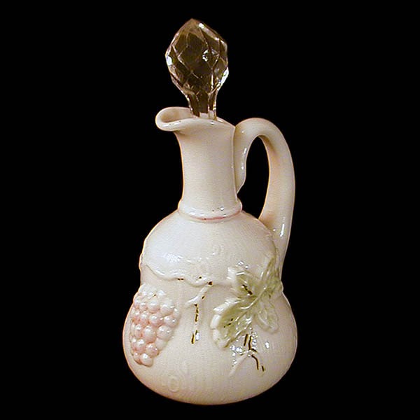 EAPG Milk Glass Grape Leaf Cruet