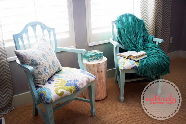 Love this chair makeover! Such pretty colors. #chair #diy