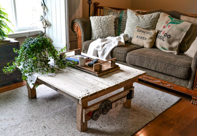 Junk styled pallet wood coffee table, by Funky Junk Interiors