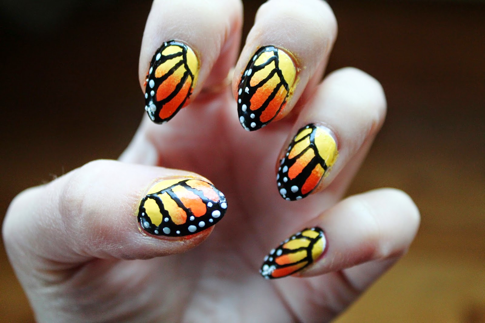 Monarch Butterfly Nail Art Jersey Girl, Texan Heart