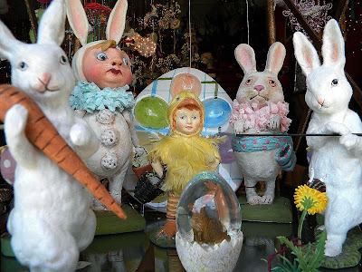 Vintage Easter Bunny Decorations stock photo