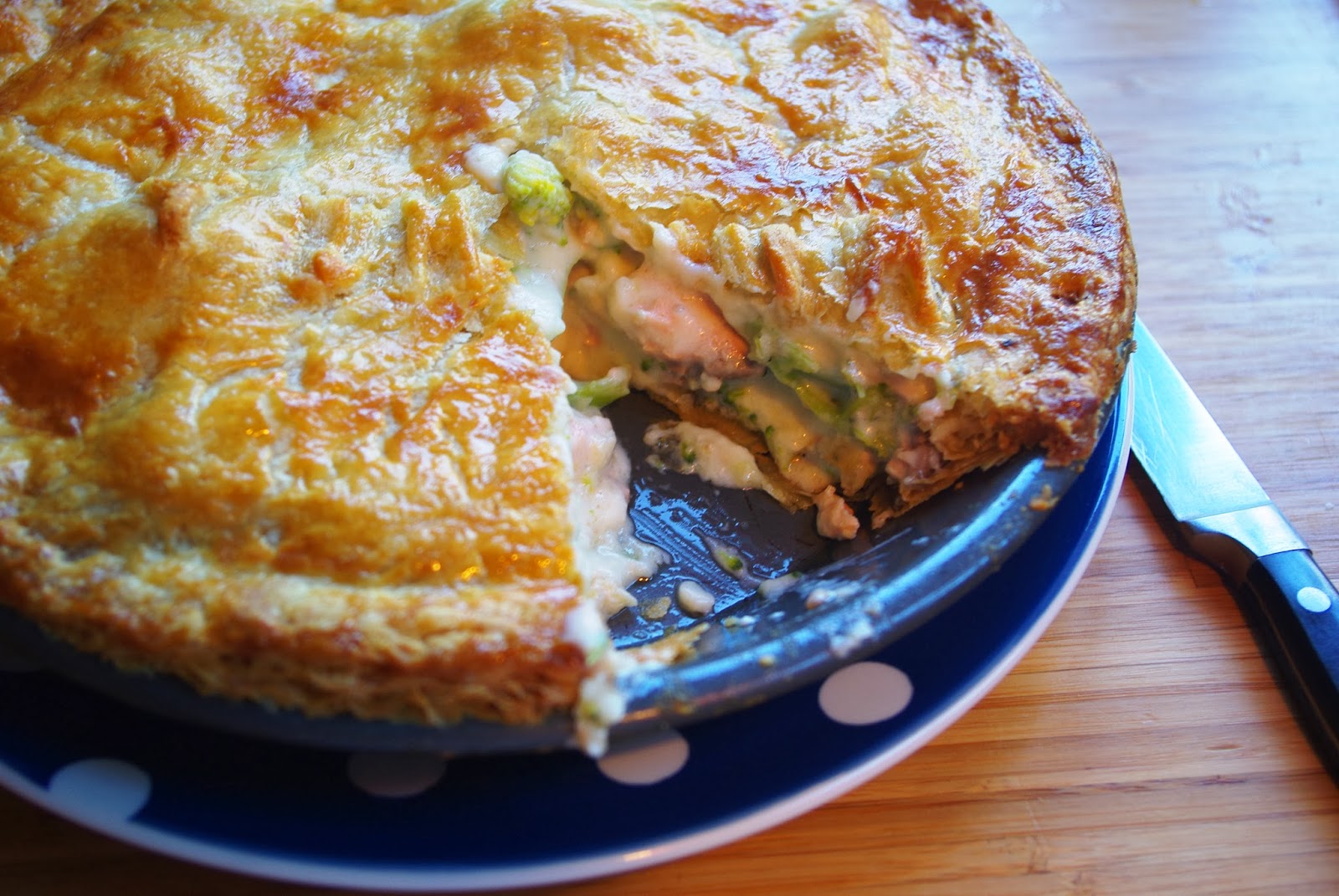 Tadpegs Dished up Salmon and Broccoli Pie