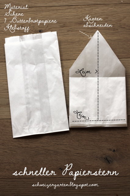 Ein Schweizer Garten DIY schneller Papierstern aus Butterbrottüten