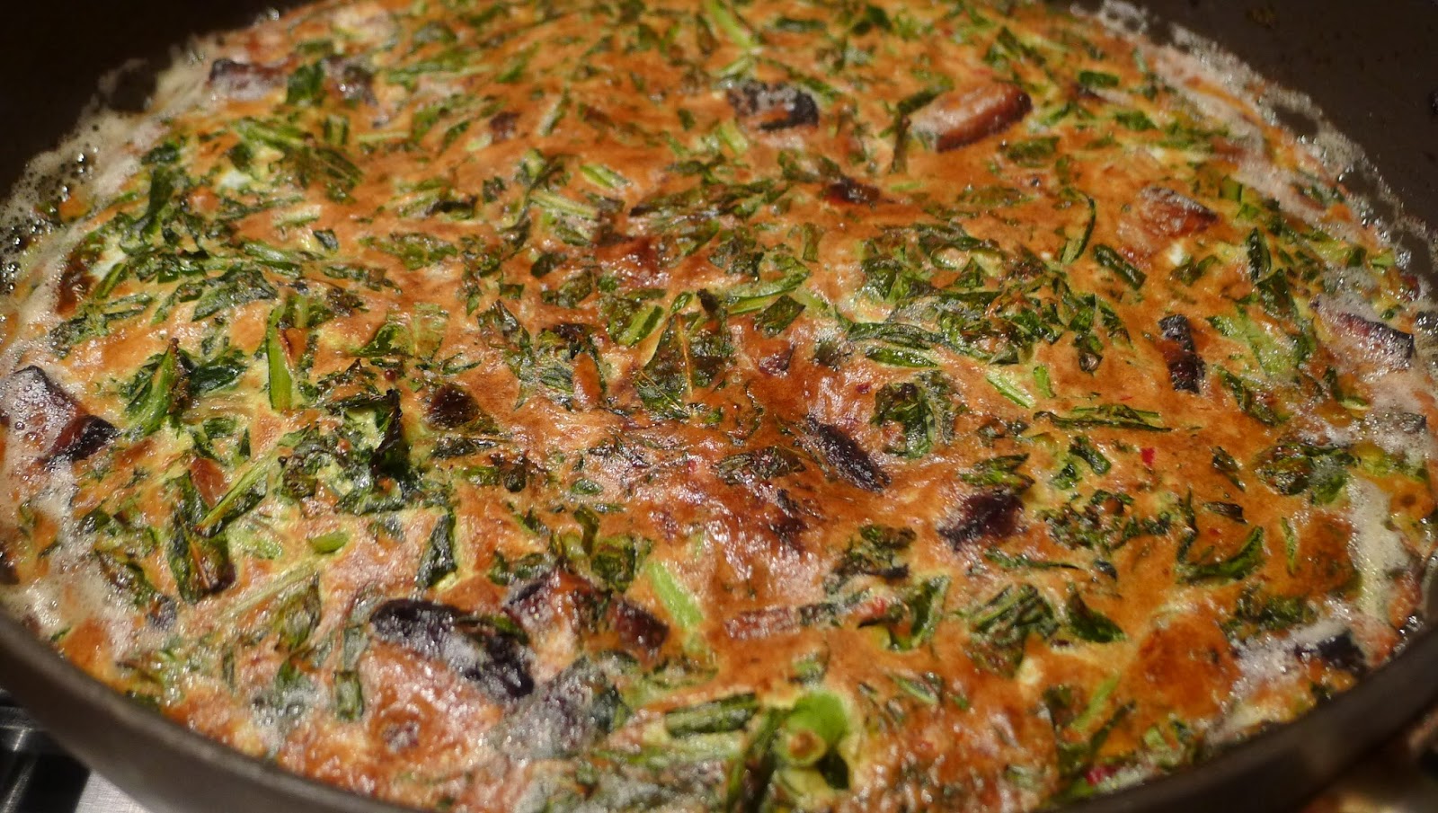 newFOOD tuesdayz Bacon, Spring Greens and Manchego Frittata