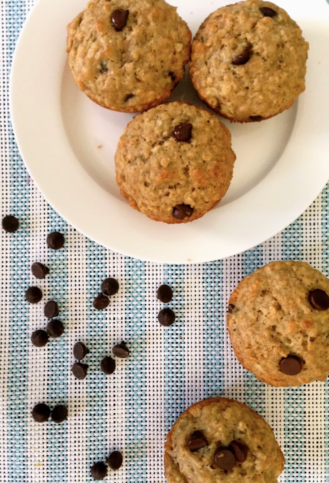 Healthy Chocolate Chip BananaOat Muffins