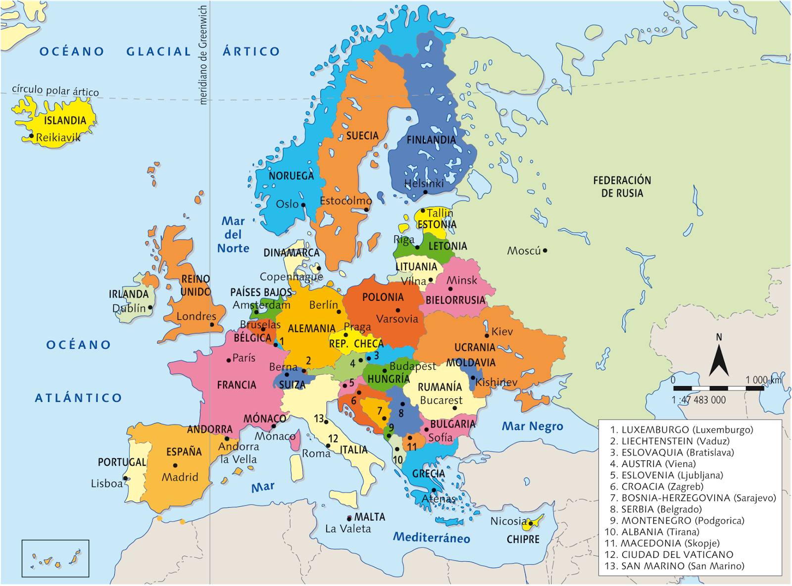 Mapa de europa paises y capitales - Imagui