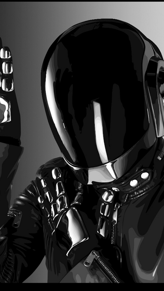 Daft Punk Shiny Helmet Black Costume  Android Best Wallpaper