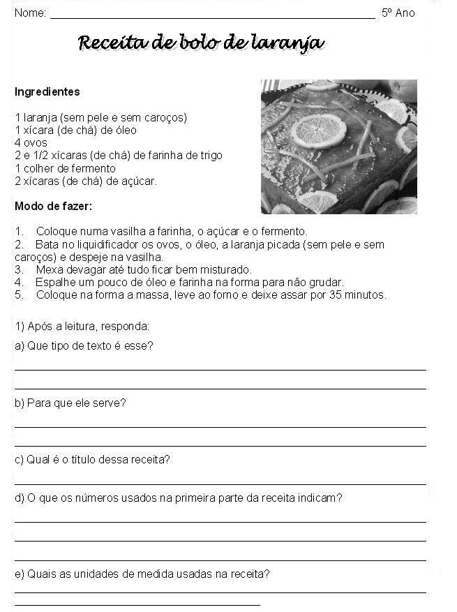 Atividades de interpretação de texto 5º ano - português 5º ano