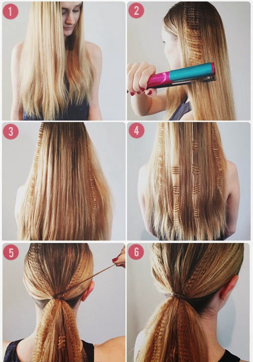 Waffle Texture With Flat Iron Hairstyle For Long Hair Tutorial