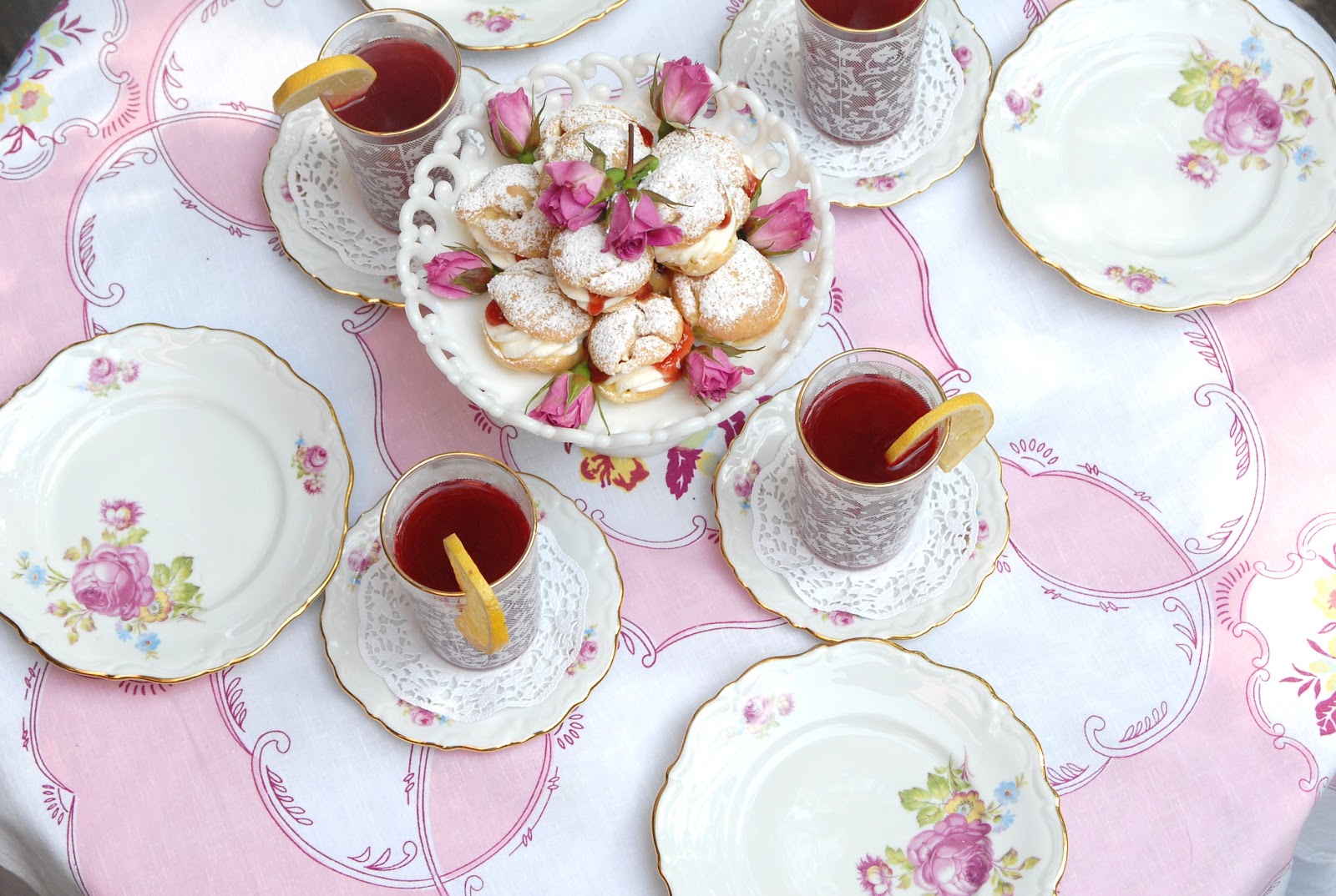 Pink Piccadilly Pastries Plum Puffs and Raspberry Cordial for an Anne