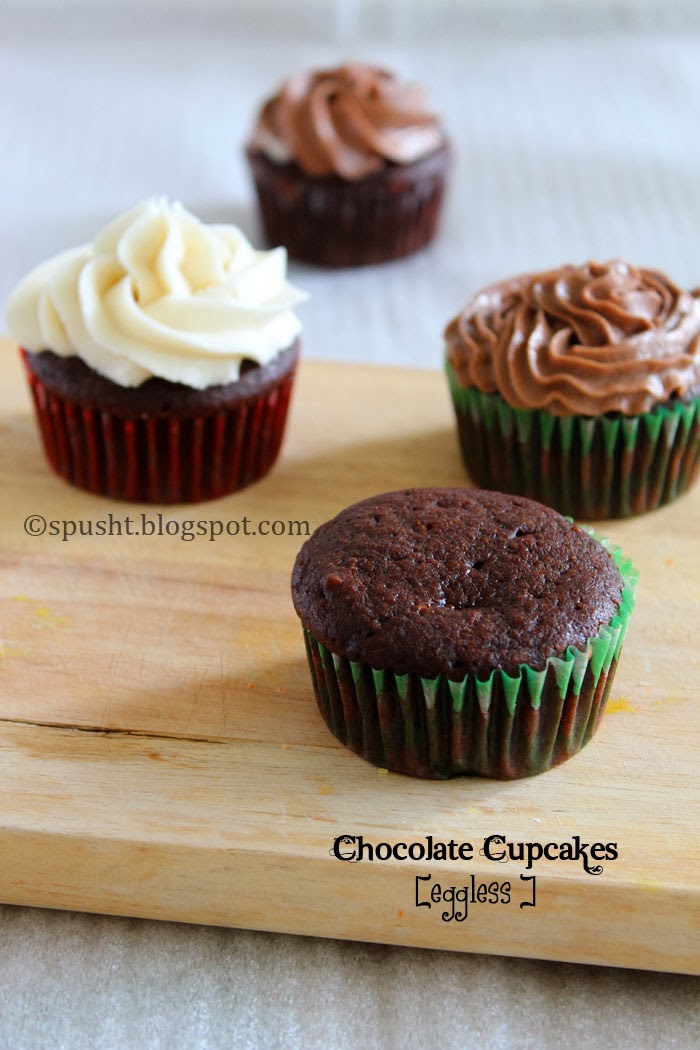 Spusht Eggless Chocolate Cupcakes (using butter) with Buttercream Frosting