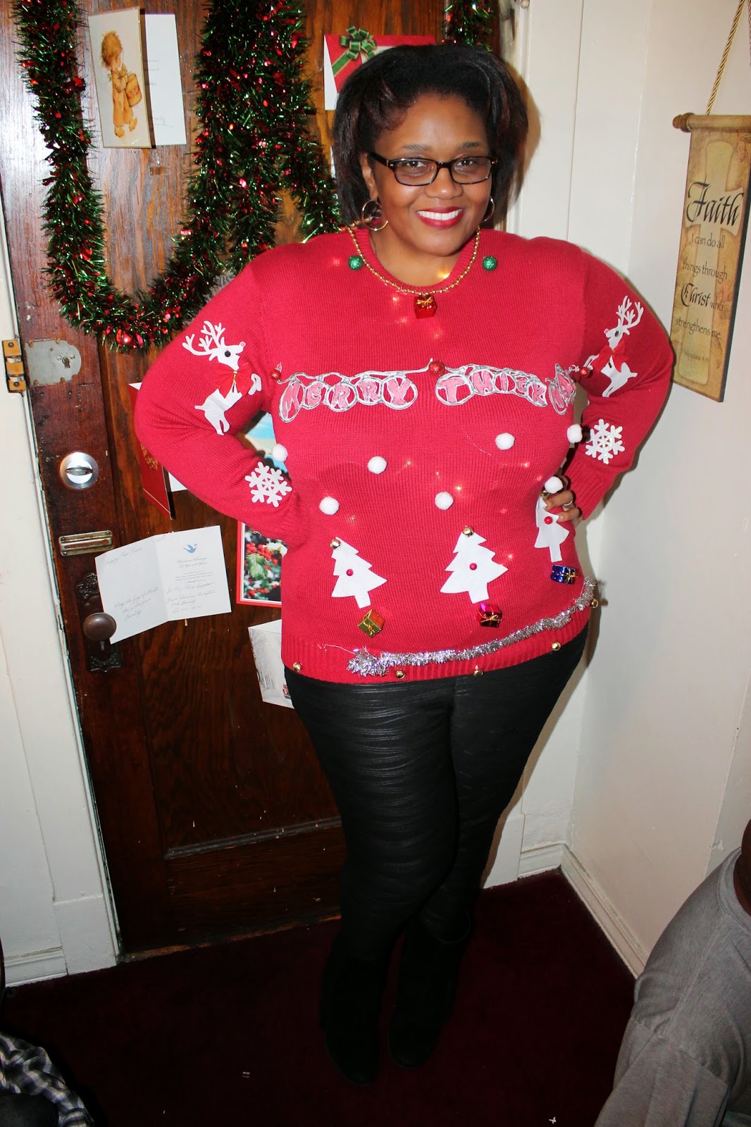 what i wore red haute ugly christmas curvatude diy ugly christmas sweater kits