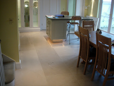 Limestone floor in a large open plan living area