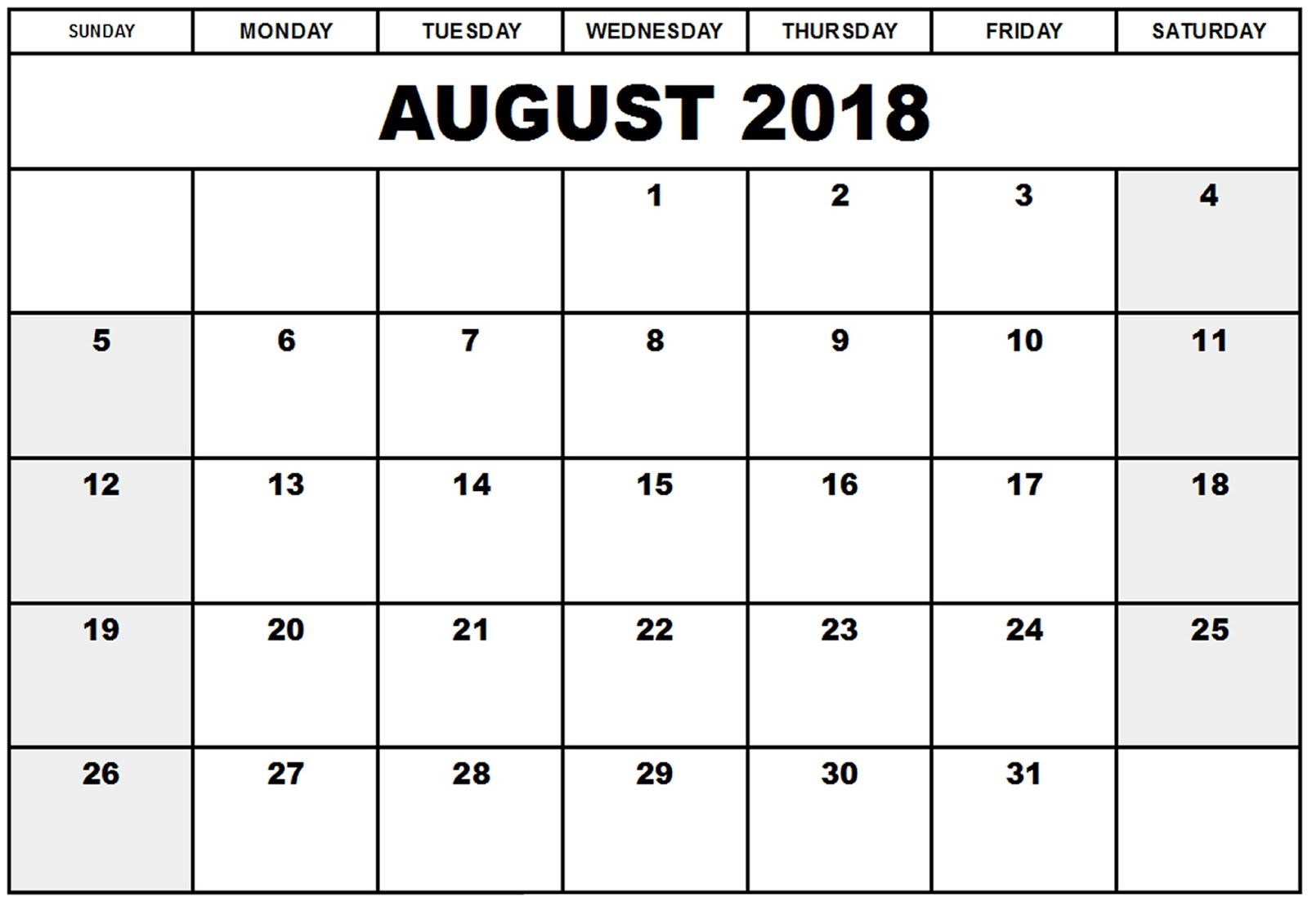 2018 Monthly Calendar - FREE DOWNLOAD