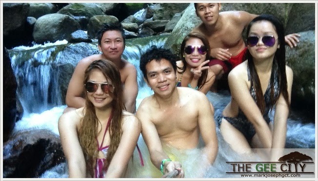 Lory Anne Gesite, Nico Matutinao, Ivane Gesite, Lorie Mae Gesite, Earl Greggi Labanon and Mark Joseph Gesite in one of the rapids in Casaroro Falls