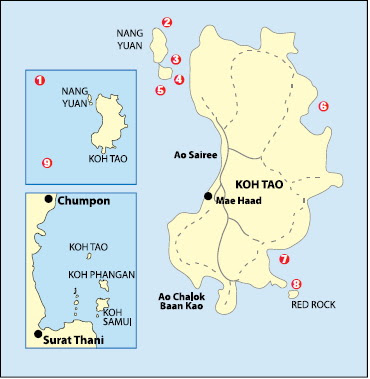 Map of Diving at Koh Tao