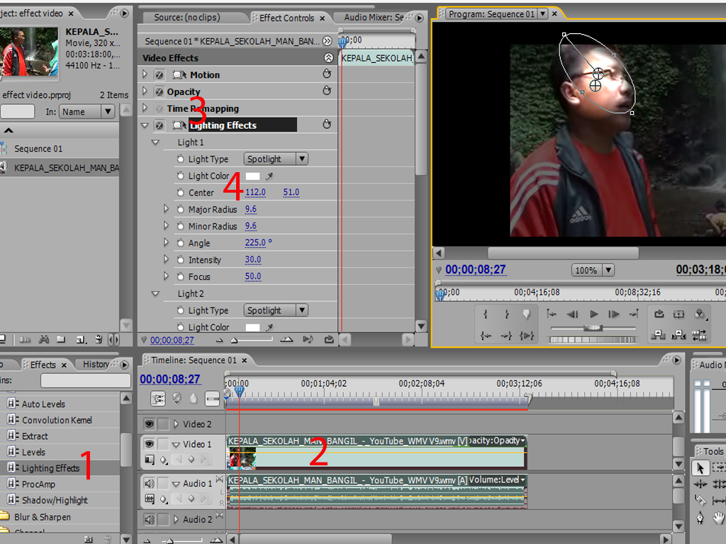 Cara memberi effect video adjust III Antelu