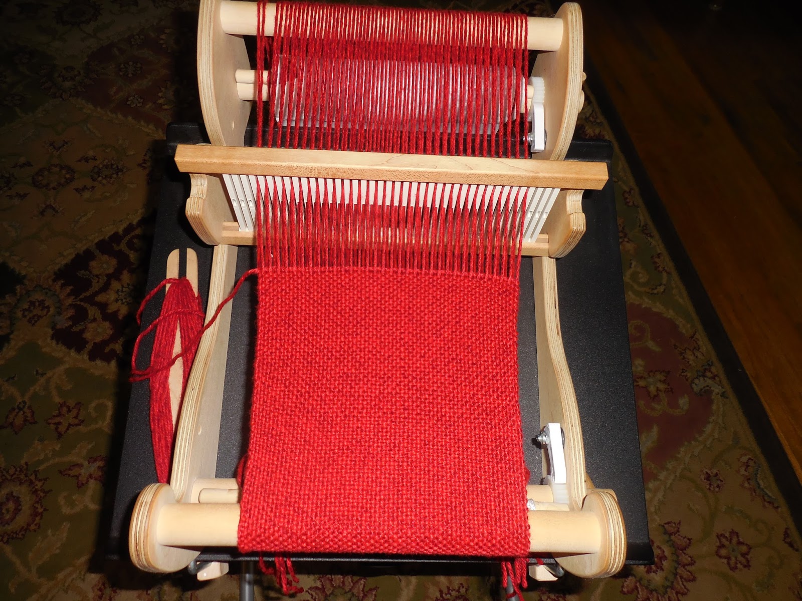 Knitting II Weaving on my Cricket Loom today